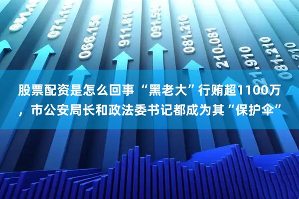 股票配资是怎么回事 “黑老大”行贿超1100万，市公安局长和政法委书记都成为其“保护伞”